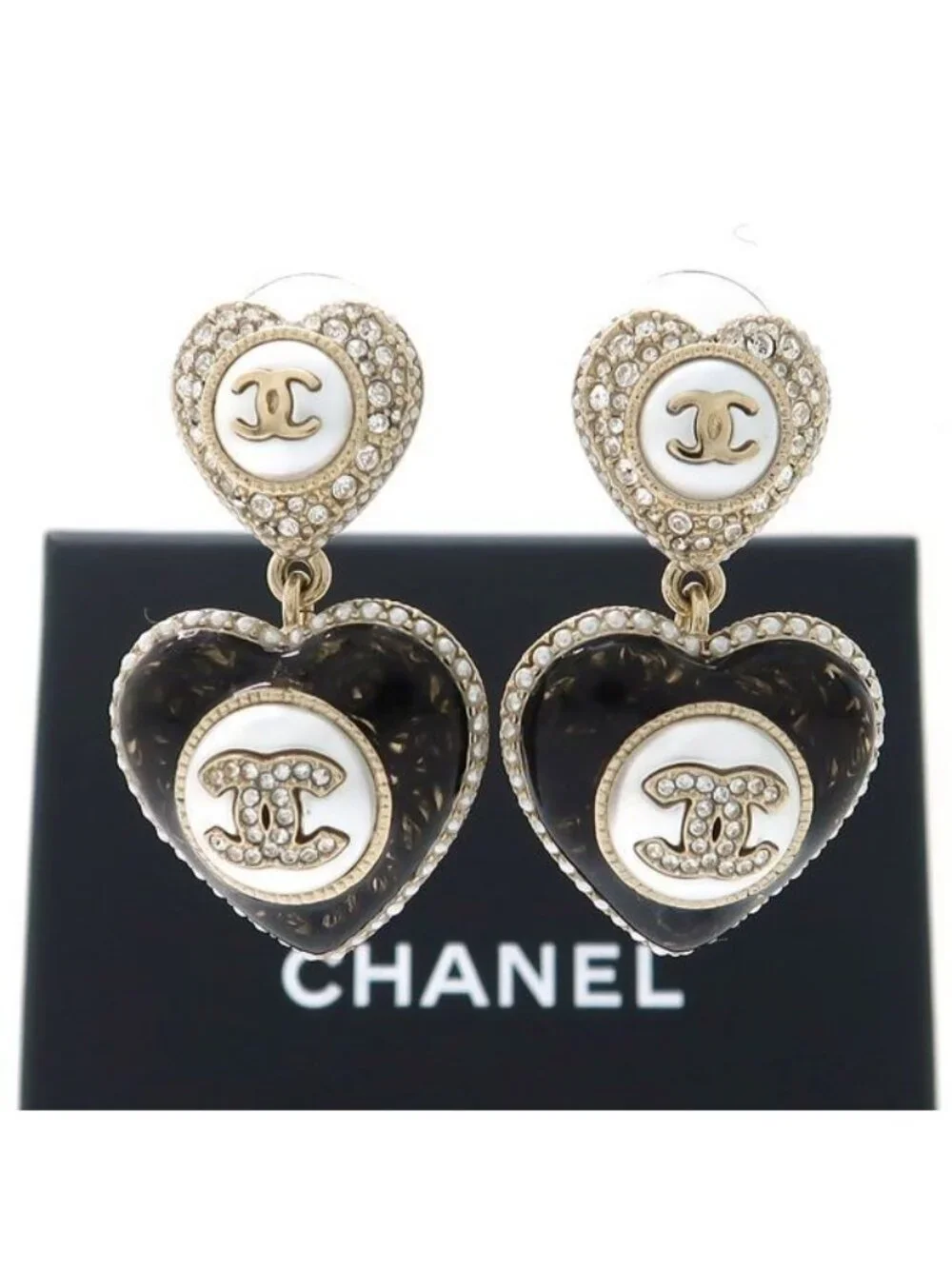 Chanel Ab9394 Heart B22 B Coco Mark Faux Pearl Rhinestone